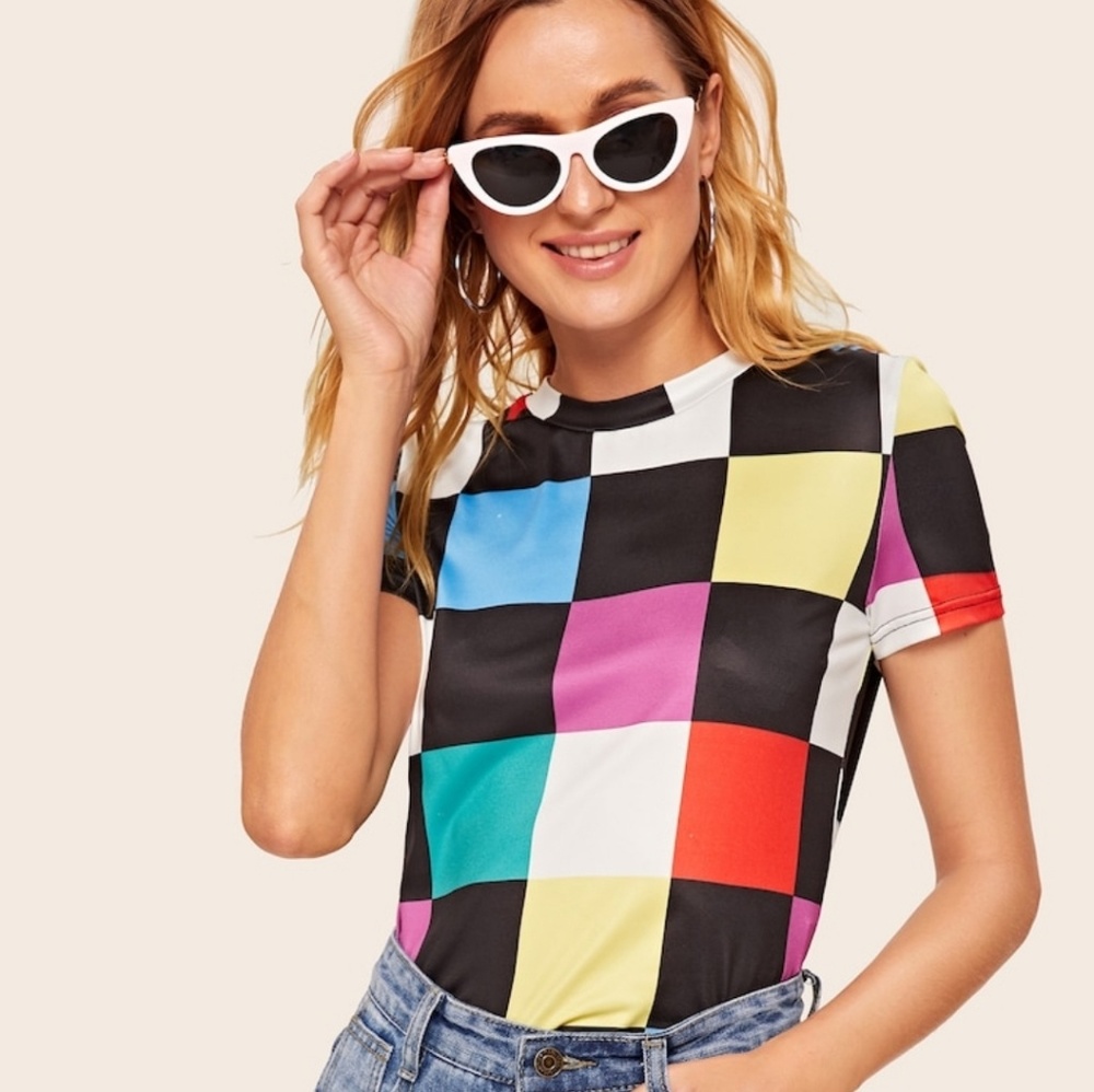 MULTICOLORED CHECKERED TOP